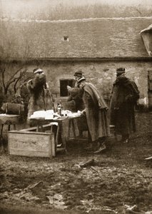 A hasty wayside breakfast with General Joffre at the Front by French Photographer